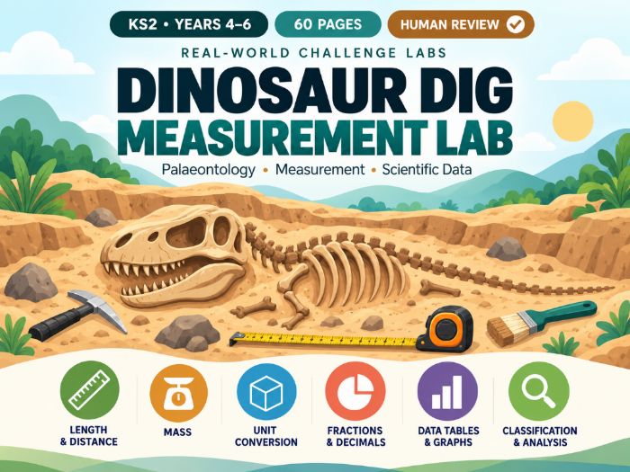 Dinosaur Dig Measurement Lab | KS2 Measurement & Data | 60 Pages