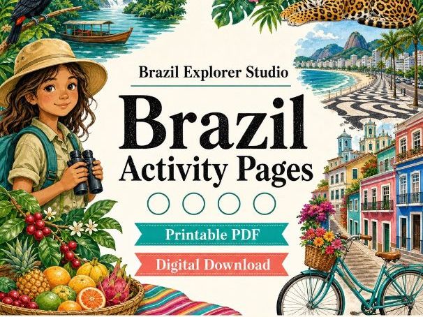 Brazil Explorer Studio | Brazil Activity Pages | Printable PDF | Digital Download