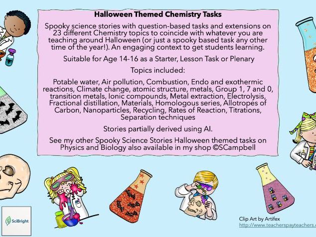 Halloween Science Chemistry Tasks - GCSE 9-1 - 23 Starter, Lesson Task or Plenary