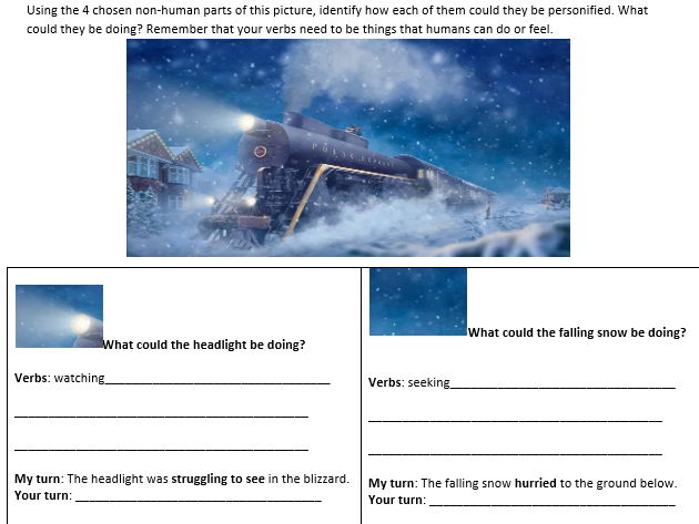 Visualising personification- The Polar Express (figurative language)