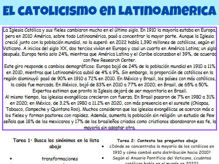 El Catolicismo en latinoamerica