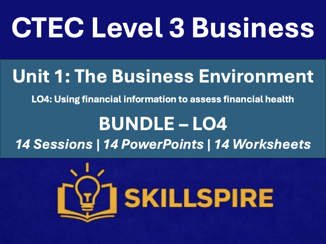 CTEC Business Level 3 – Unit 1 LO4 Complete Bundle | Presentations, Worksheets, Exam Practice