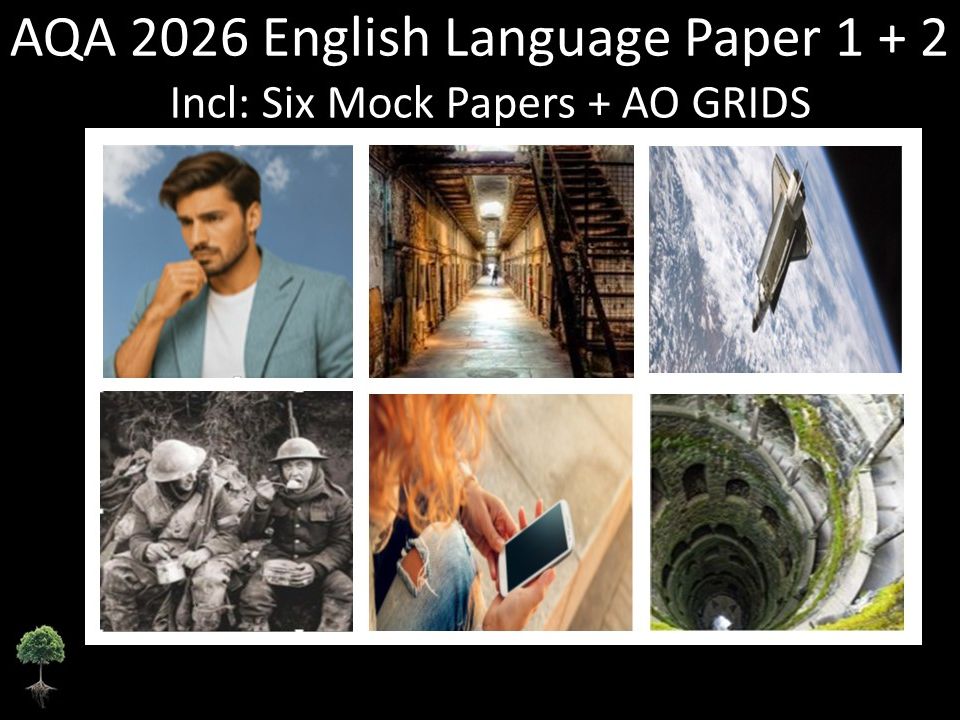 Six AQA 2026 GCSE English Language Paper 1 & 2 Mocks | AO GRIDS