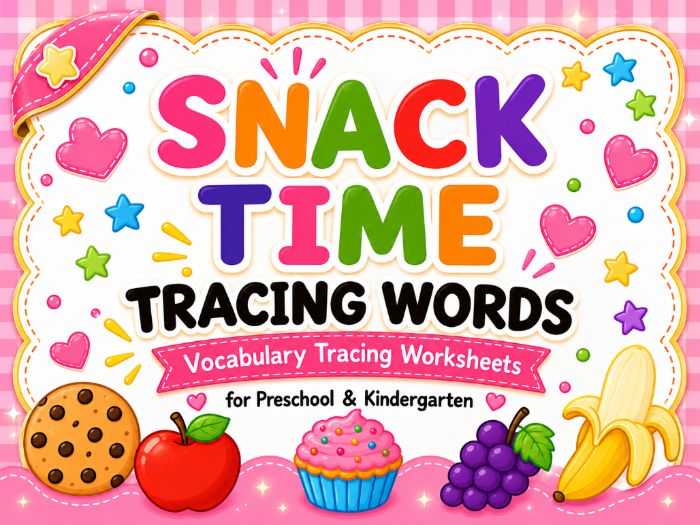 Food Vocabulary Tracing Worksheets | Preschool Handwriting & Word Practice