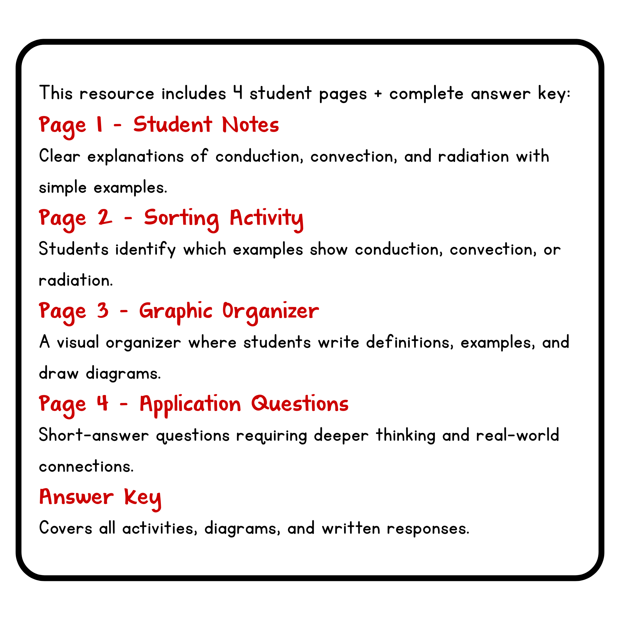 Heat Transfer Worksheet Conduction Convection Radiation 6th 8th