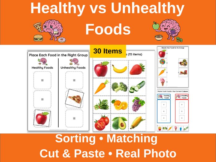 Healthy vs Unhealthy Foods Sorting Mats