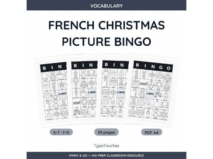 French Christmas Picture Bingo | 33 Sheets