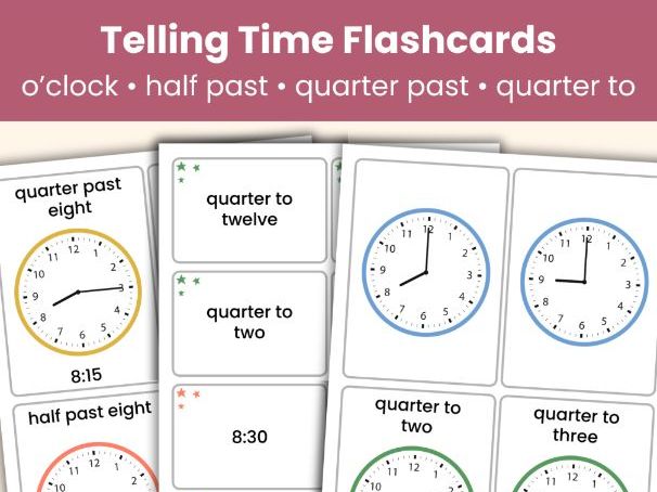 Telling Time Flashcards | Analogue, Digital & Written Times | 192 Printable Cards
