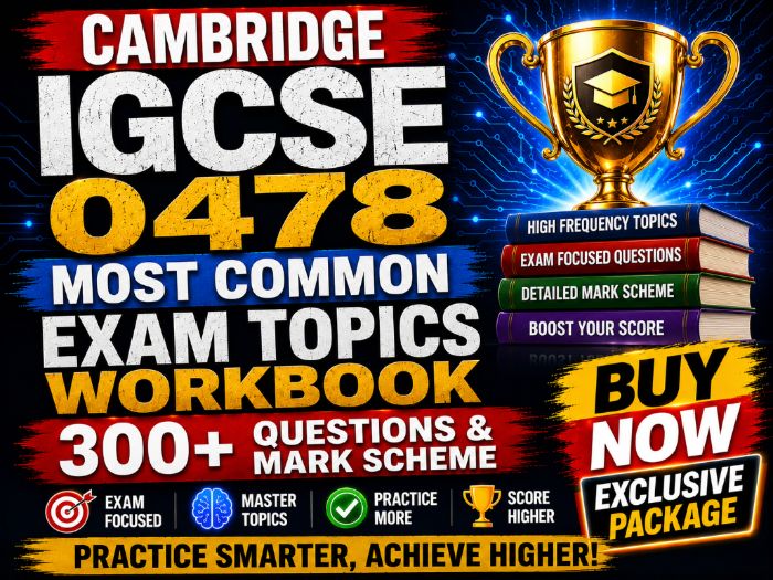 Cambridge IGCSE 0478 Most Common Exam Topics Workbook | 300+ Questions & Mark Scheme