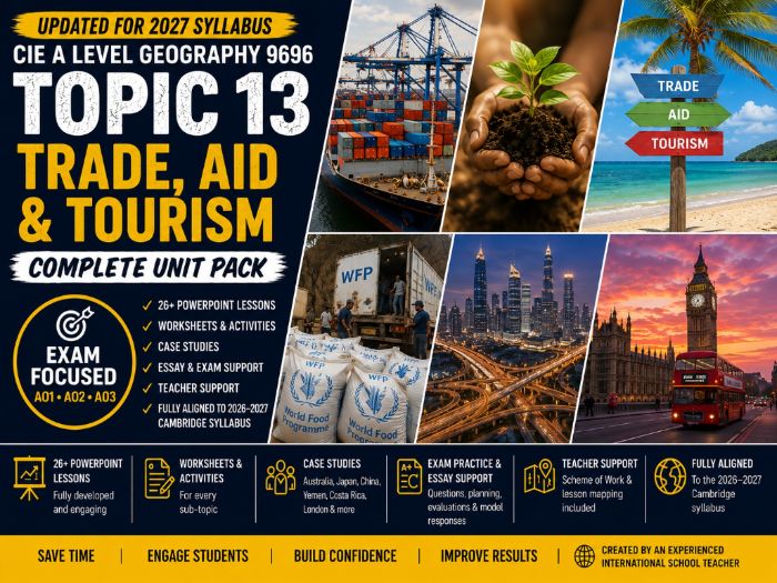 CIE A Level Geography 9696 Topic 13 Trade, Aid & Tourism Complete Unit Pack (2027)