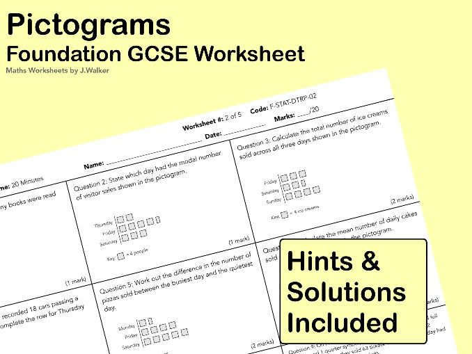 GCSE Maths Worksheet: Pictograms - Foundation Tier