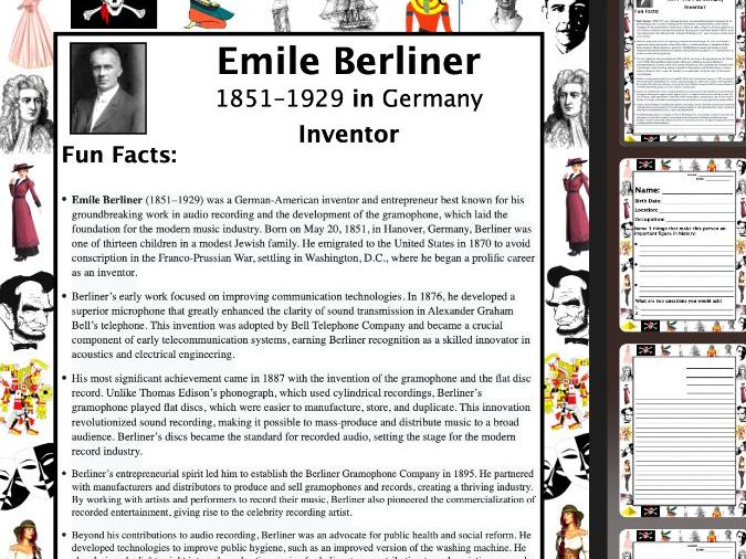 Emile Berliner PACKET & ACTIVITIES, Important Historical Figures Series
