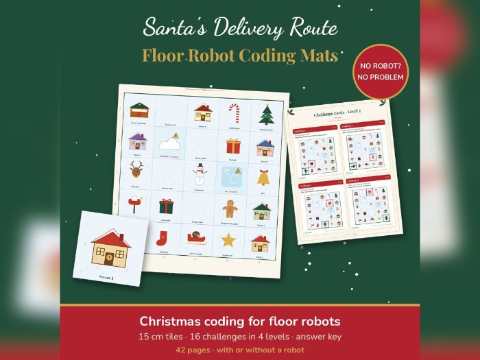 Christmas Coding Floor Robot Mats: Santa's Route