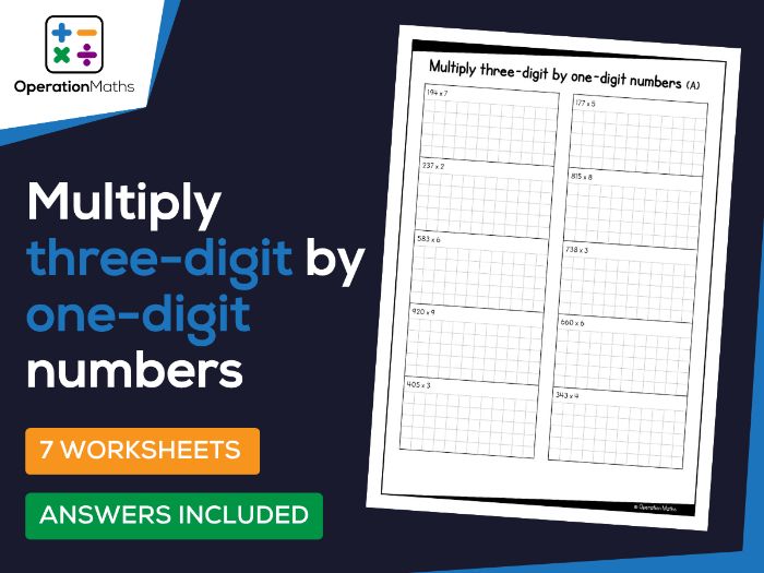 Multiply three-digit by one-digit numbers