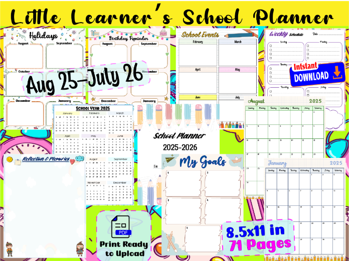 Little Learner’s School Planner Aug 25-Jul 26