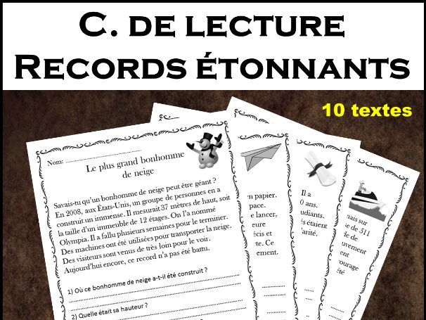 Compréhension de lecture - Records étonnants