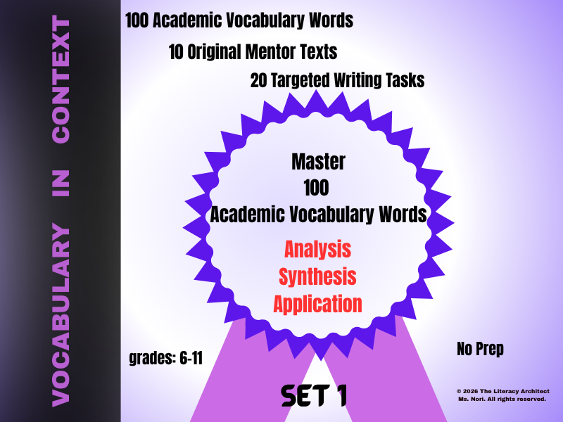 Academic Vocabulary in Context: 10-week Curriculum (Set One)