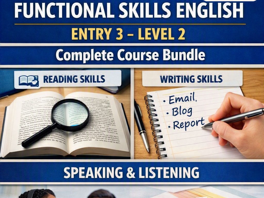 Functional Skills English Entry 3-Level 2 Bundle | Reading, Writing & Exam Skills