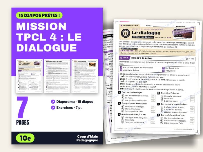 TPCL French Literacy Test Prep Grade 10 Reading a Dialogue | Mission TPCL 4