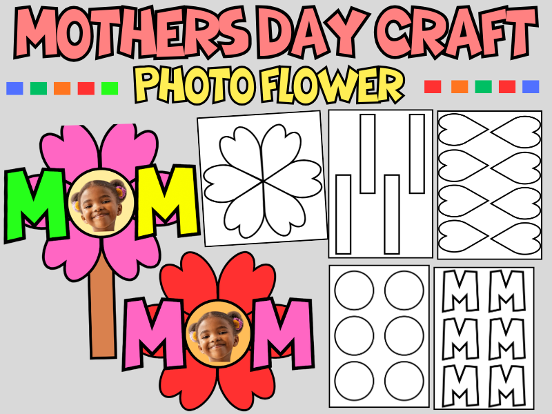 Mothers Day Photo Flower Craft Activity KS2 , Spring Bulletin Board, Keepsake Art