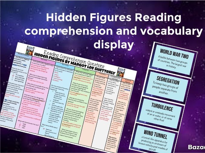 Hidden Figures Reading Comprehension Questions and Display Vocab