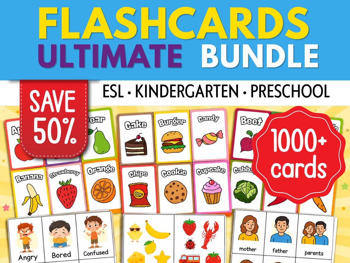 Mega Vocabulary Flashcards Bundle | 1000+ Printable ESL Flashcards for Kids