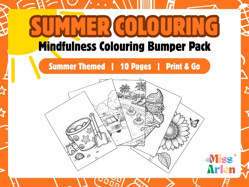 Summer Mindfulness Colouring Page Bundle - 10 Page Printable Pack