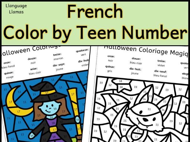 French Halloween Color by TEEN Number Coloriages Magiques