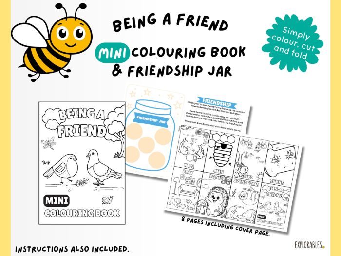 Friendship Mini Colouring Book International Friendship Day Mental Health Awareness Week Activity
