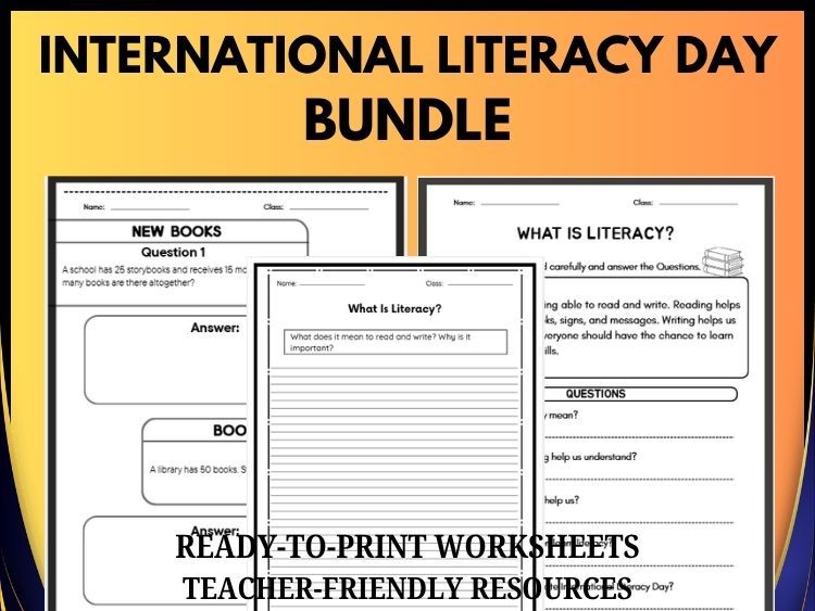 International Literacy Day Reading, Writing & Math Bundle | Grades 2–8