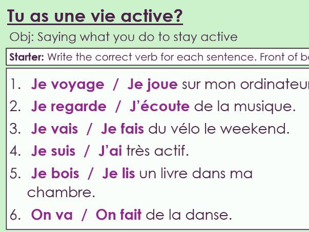NEW 2026 GCSE French. Higher/Rouge. Module 1. Unit 2. Tu as une vie active?