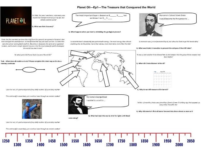 BBC - Planet Oil - Ep1 - The Treasure that Conquered the World - Worksheet to support the BBC Doc