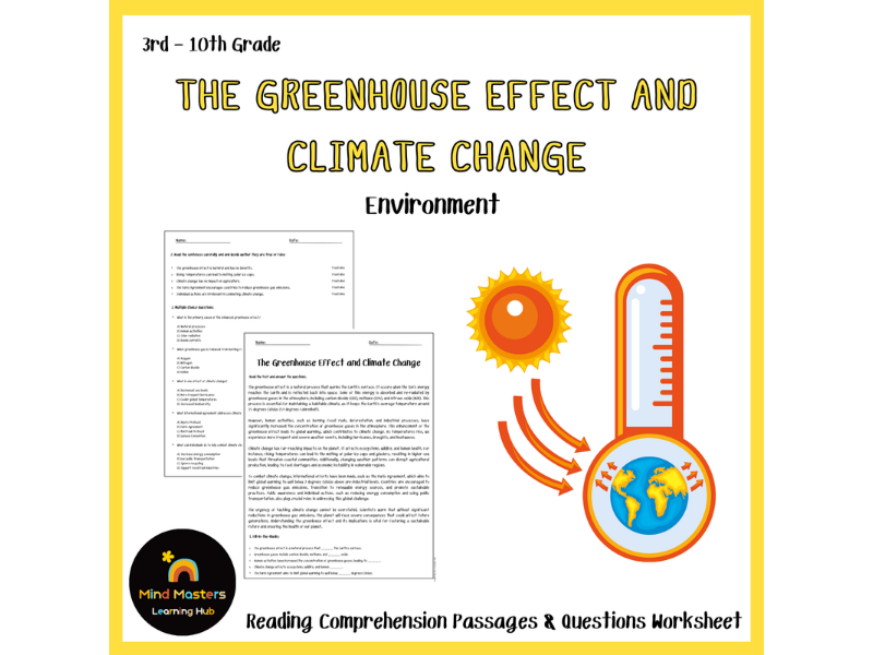 The Greenhouse Effect and Climate Change Reading Comprehension Passages ...