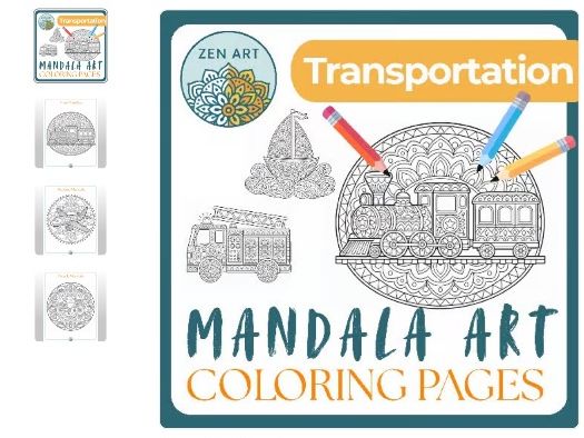 Mindful Mandala Coloring Pages Transportation Vehicles Things that Go Booklet