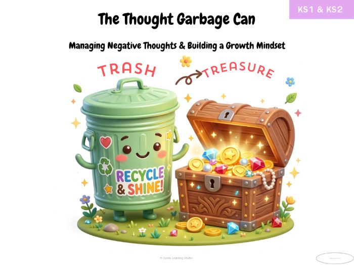 The Thought Garbage Can Tossing Out Negative Thoughts & Anxiety (KS1 & KS2 / Years 3–6)