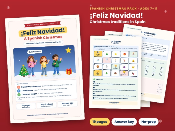¡Feliz Navidad! Spanish Christmas Pack: Vocabulary, Traditions, Story and Games (Ages 7–11)