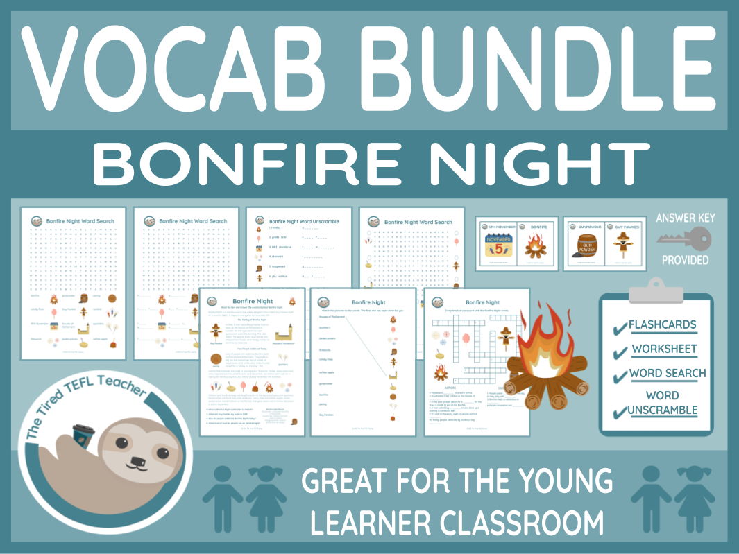 ESL Young Learner Bonfire Night Vocabulary Bundle (A1-A2)