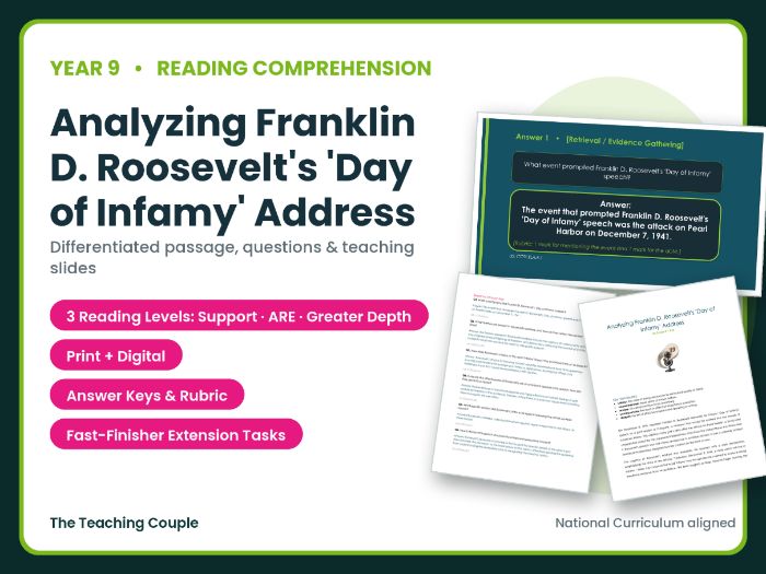 Franklin D. Roosevelt's 'Day of Infamy' Rhetorical Impact Reading Comprehension