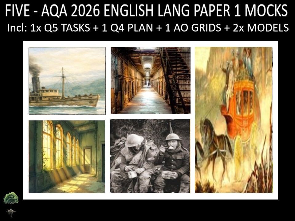 FIVE - AQA PAPER 1 | 2026 FULL MOCKS | Q5 TASKS | Q4 PLAN |AO GRIDS | MODELS