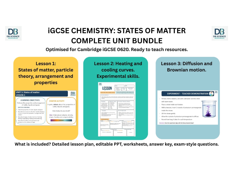 iGCSE Chemistry: States of Matter - Complete Unit Bundle (Lessons 1-3)