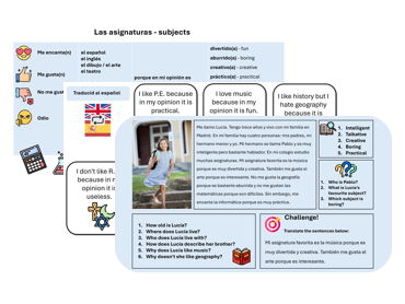 School Subjects (Spanish) – Teaching & Assessment Package