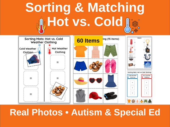 Hot vs Cold Sorting Mats & Worksheets