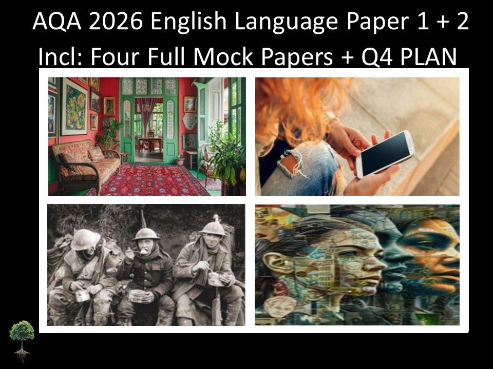 Four AQA 2026 English Language Paper 1 + 2 Full Mocks | Q4 PLAN