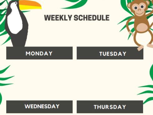 Jungle themed weekly planner