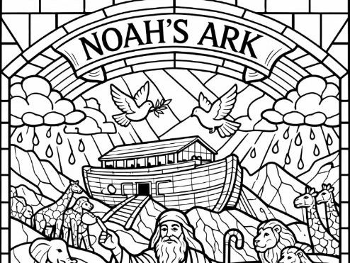 Bundle of 10 Beautiful Stained Glass Style Old Testament Stories Coloring Pages