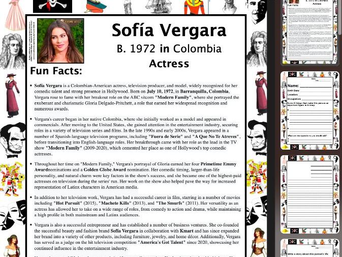 Sofía Vergara PACKET & ACTIVITIES, Important Historical Figures Series