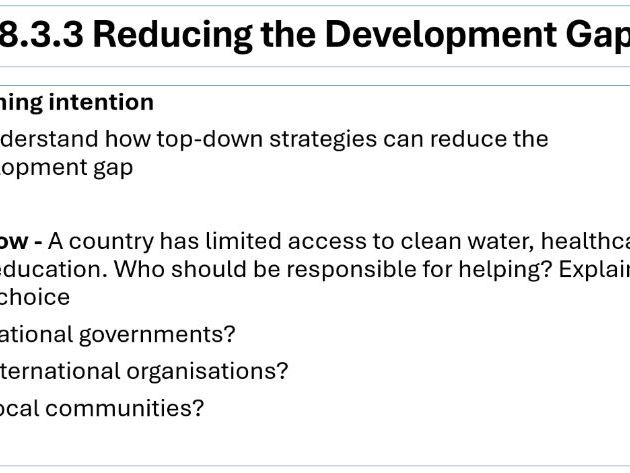 Development - 8.3.3 Reducing uneven development  (iGCSE Cambridge - NEW SPEC)