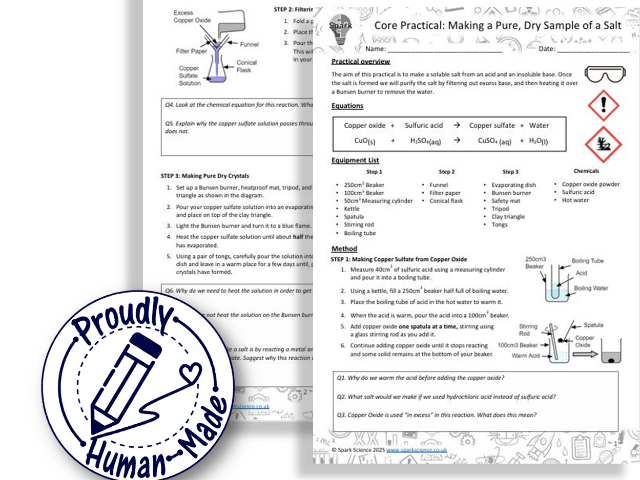 Required Practical: Making a Soluble Salt - Student Worksheet Only