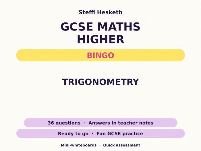Trigonometry GCSE Maths Higher Bingo