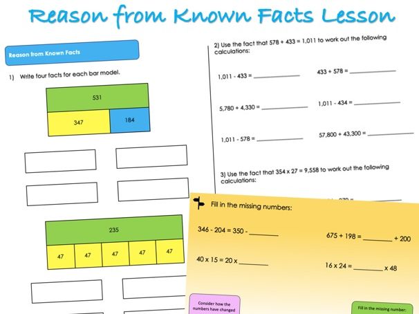 Year 6 Four Operations - Reason from Known Facts Lesson